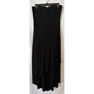navy blue dress for baby girl Vtg Y2K Charlotte Russe Black Silver Asymmetrical Hem Prom Party Halter  Dress L main image 0